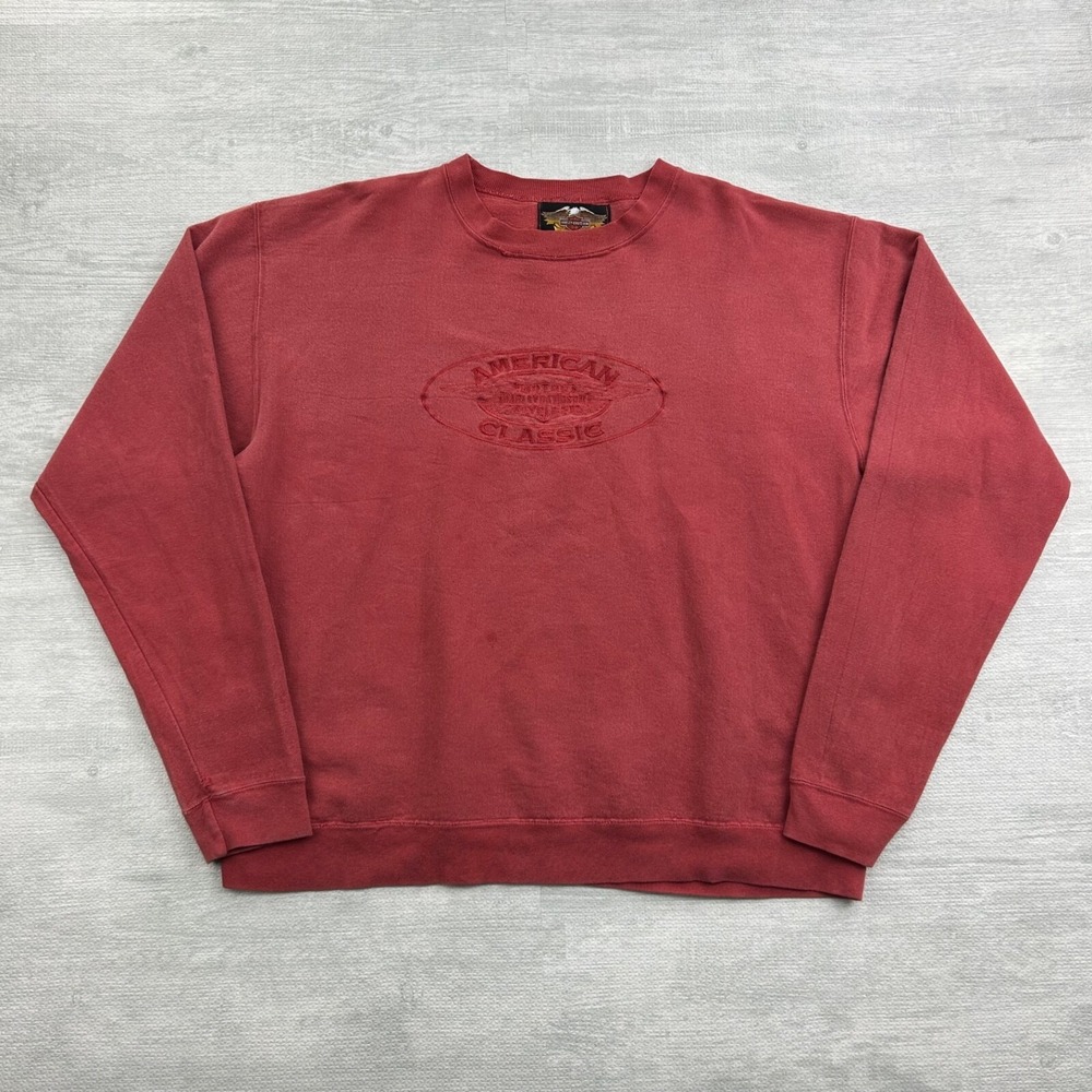 Vintage 90s Harley Davidson Sweatshirt Size XL Red Biker Motorcycle Crewneck